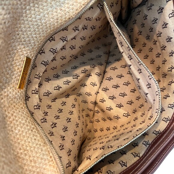 Bottega Veneta Raffia Crossbody Bag Brown Leather Trimmed w/Detachable Strap - Picture 7 of 7